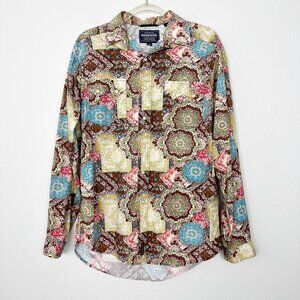 Rough Stock Womens Medium Panhandle Slim Pearl Snap Rodeo Shirt Blouse